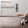 GAGUI UP Поставка за сапун с 4 нива с кукички за баня, неръждаема стомана, вакуумна система, черна, снимка 5