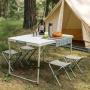 Комплект сгъваема алуминиева маса с 4 стола – идеален за къмпинг, двор и почивка , снимка 1