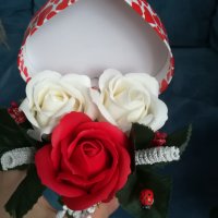 Сърца с ароматни съпунени рози , снимка 4 - Изкуствени цветя - 35643517