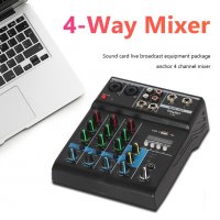 F4-A 4channel Audio Mixer Bluetooth-USB Sound Mixin - мини аудио миксер смесител /ЧИСТО НОВИ/, снимка 6 - Ресийвъри, усилватели, смесителни пултове - 36819891