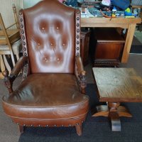 Ретро кресло естествена кожа внос от Холандия , снимка 1 - Дивани и мека мебел - 40253214