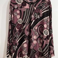 Макси силно еластична блуза в красив флорален десен с подплънки на рамене, снимка 1 - Блузи с дълъг ръкав и пуловери - 42896672