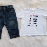 Дънки и блуза за бебе 0-3 месеца, снимка 4 - Панталони и долнища за бебе - 37969147