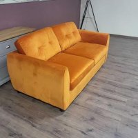 Оранжев диван от плат двойка с функция сън, снимка 6 - Дивани и мека мебел - 42541007