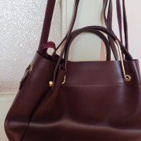 Кожена дамска чанта цвят бордо, снимка 4 - Чанти - 40357748