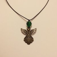Прекрасното колие "Ангелът на любовта" в цвят античен бронз и смарагдово зелен кристал, снимка 5 - Колиета, медальони, синджири - 29910208