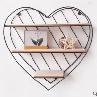 Декоративен рафт, 3 нива, Дървено метално сърце, снимка 1 - Декорация за дома - 36725808