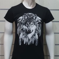 Нова мъжка тениска с дигитален печат Вълк - Ловец за сънища, Вълци, снимка 5 - Тениски - 29887399
