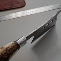 Стар немски сатър за лов туризъм Рог Брадва Нож, снимка 5 - Антикварни и старинни предмети - 44478449