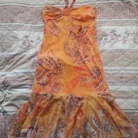 Лятна оранжева рокля с връзки L размер, снимка 1 - Рокли - 36880536