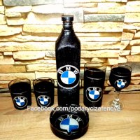 Подарък за фен на BMW (БМВ)-Ръчно декорирана бутилка, снимка 3 - Фен артикули - 38162743