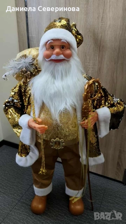 Луксозна коледна фигура Дядо Коледа в златно (50 / 70 / 90 см), снимка 1