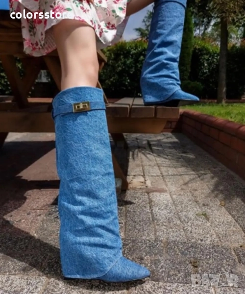 Ботуши на платформа - деним - K-40 , снимка 1