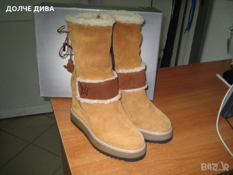 Дамски боти ,,Navvi,,м.614 естествен велур-Намаление, снимка 1