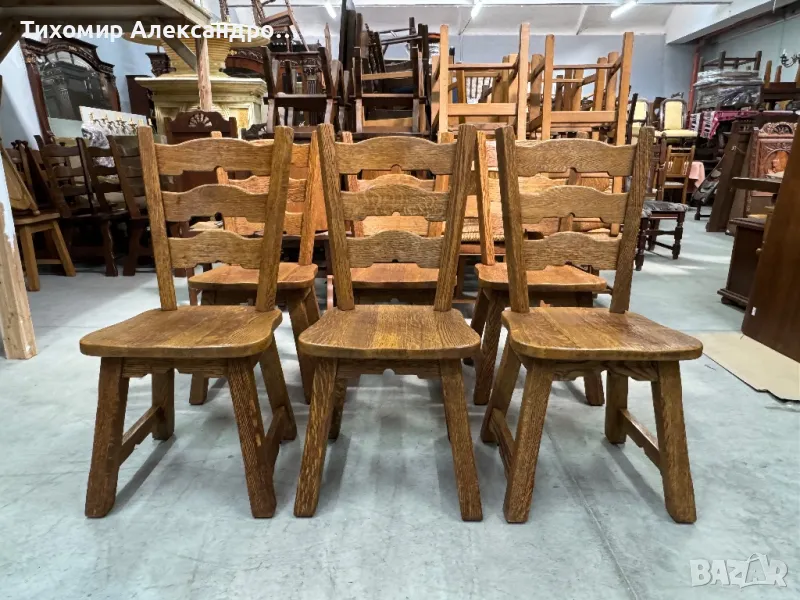 Комплект трапезни столове от дъбов масив, снимка 1
