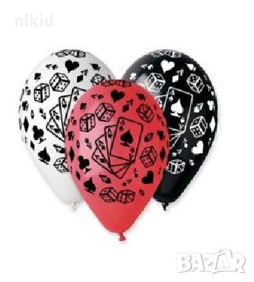 Покер карти хазарт Обикновен надуваем латекс латексов балон, снимка 1