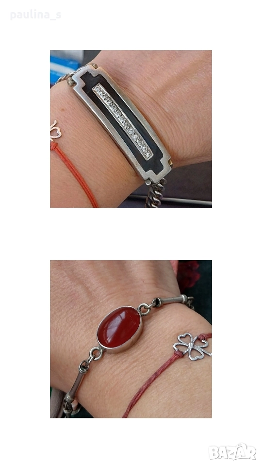 Два различни броя / Масивна сребърна гривна с циркони и Карнеол / проба 925 и 900, снимка 1