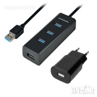 Зарядно за телефон, таблет Axagon HUE-S2BP, Черен адаптер с 4 USB 3.0 изхода 5V - 2A, снимка 1