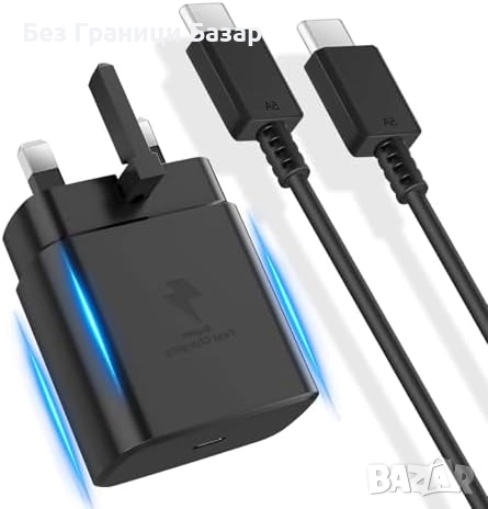Ново 45W PD3.0 PPS зарядно с USB-C кабел за телефони и таблети зареждане, снимка 1