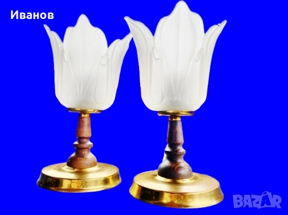 ЦЕНА - 25€. Комплект от 2 лампи Матирани абажури с Лалета, снимка 1