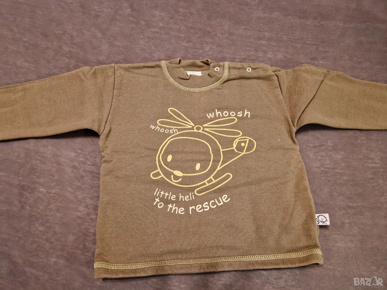 9-12м 80см Блуза, памук, зелена, без следи от употреба , снимка 1