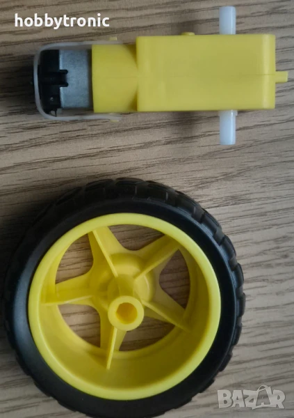 Електродвигател с колело за Arduino кола, снимка 1