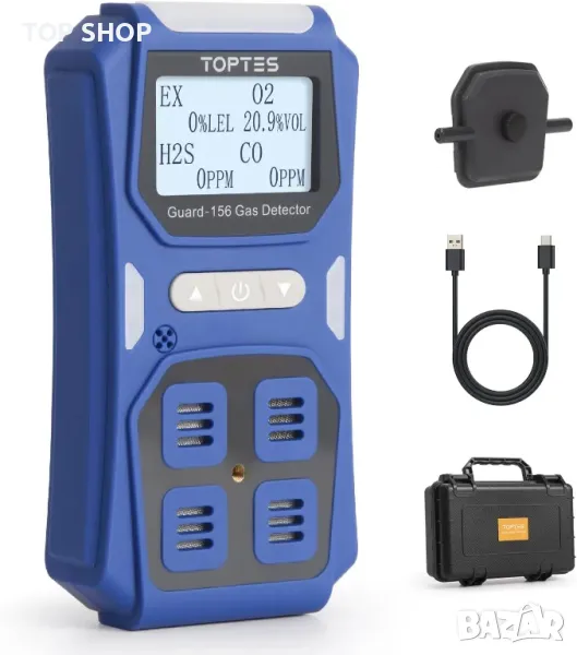 Газов детектор 4 в 1 TopTes Guard-156, за H2S, CO, LEL и O2, режими на тройна аларма, снимка 1