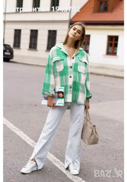 ‎Дамска карирана риза в зелен цвят 30885 FASARDI, снимка 1