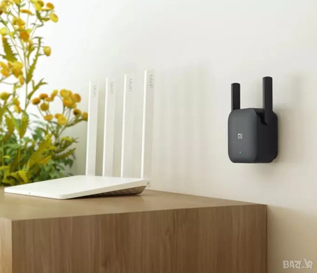 Wi-Fi усилвател, Xiaomi, 300 Mbps, 2 антени, 2.4G, черен, снимка 1