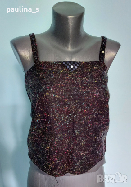 Космат топ тип потник, с пайети / малък размер , снимка 1