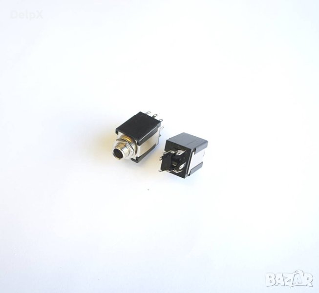 Букса за панелен монтаж 8pin с превключване черна STEREO 6,3mm JACK(ж), снимка 1