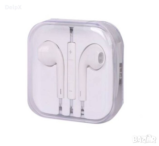 Слушалки тапи с микрофон, кутия за гравиране, бели, стерео, 115db, снимка 1