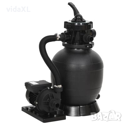 vidaXL Пясъчен филтър за басейн с 6-позиционен клапан, черен（SKU:93395, снимка 1