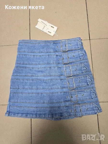 Дънкова пола с колани и катарами, снимка 1