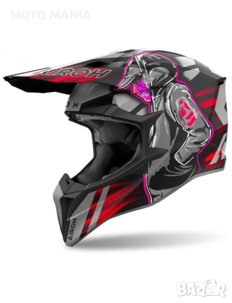 Мотокрос каска AIROH WRAAAP CYBER RED MATT, снимка 1