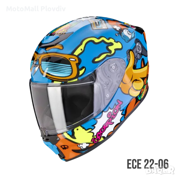 Детска каска SCORPION EXO-JNR AIR FUN Bleu-Orange , снимка 1