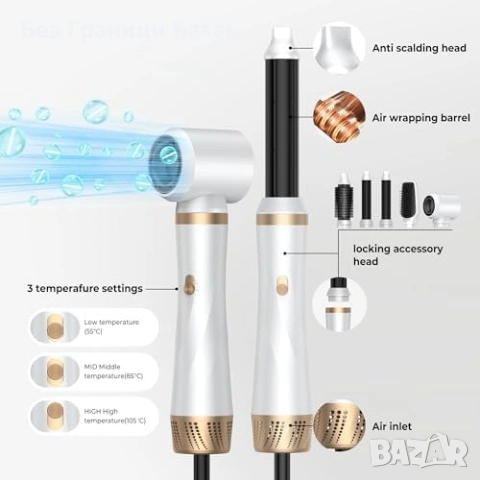 Нов 5 в 1 Air Styler сешоар четка, къдрене, изправяне и обем коса жени, снимка 8 - Други - 53085817