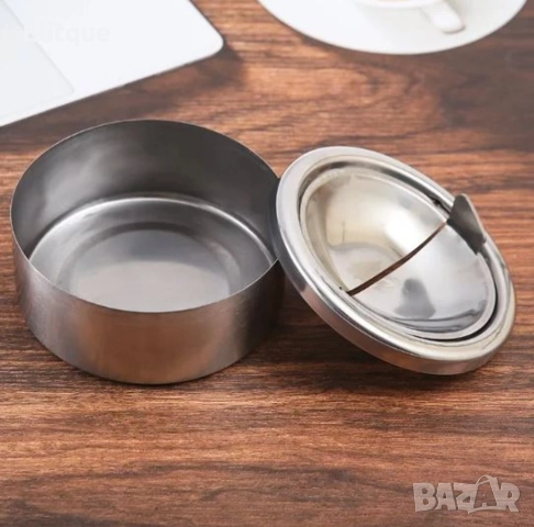 Метален пепелник от неръждаема стомана, снимка 3 - Други стоки за дома - 52853964