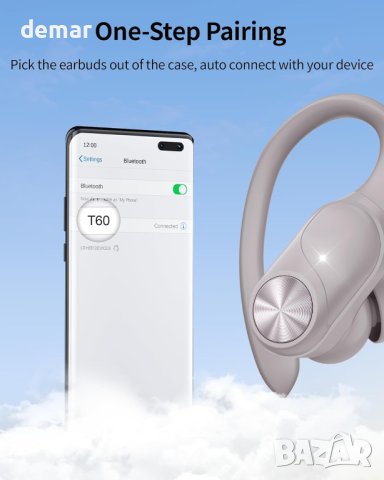 GameXtrem Безжични слушалки Bluetooth с калъф за безжично зареждане,IPX7 водоустойчиви, бели и черни, снимка 5 - Bluetooth слушалки - 44500069