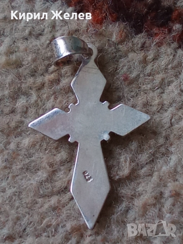 Старо сребърно кръстче 37685, снимка 2 - Колиета, медальони, синджири - 52358736
