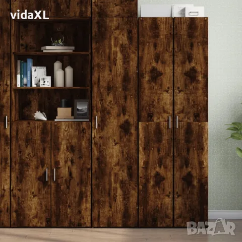 vidaXL Висок шкаф, опушен дъб, 40x42,5x185 см, инженерно дърво, снимка 2 - Бюфети - 56146871