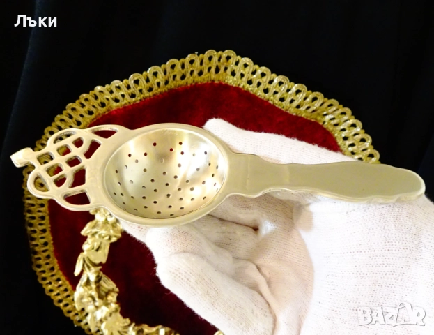 Бронзова цедка за чай Art Nouveau. , снимка 2 - Антикварни и старинни предмети - 52967672