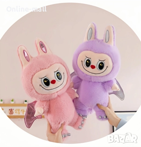 Голяма плюшена играчка Labubu с криле, 60см, Angel Labubu Лабубу Ангел, снимка 3 - Плюшени играчки - 51455123