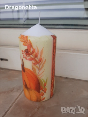 Свещ Здравей, есен, снимка 3 - Декорация за дома - 52099269