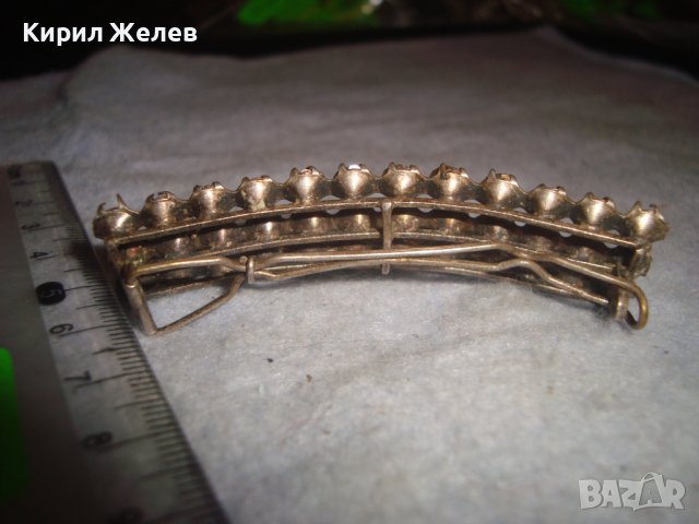 СТАРА СТИЛНА ПОСРЕБРЕНА КРИСТАЛНА РЕТРО АРТ ШНОЛА ФИБА ЩИПКА за КОСА 31481, снимка 7 - Антикварни и старинни предмети - 38042350