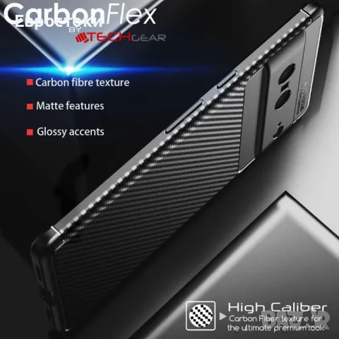 Калъф TECHGEAR Pixel 7 [Калъф CarbonFlex] с 2 протектора за екрана. Гъвкав, мек, снимка 7 - Калъфи, кейсове - 49263295