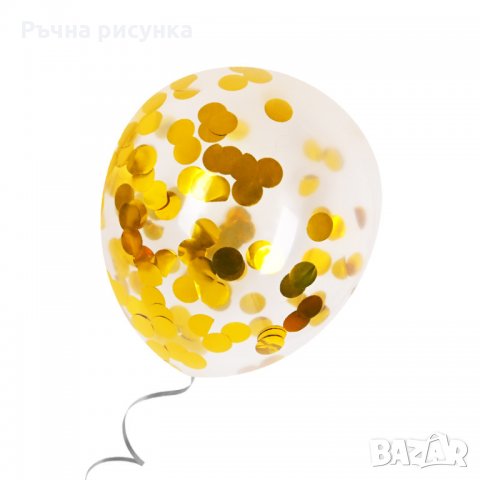 Балони - Прозрачен с конфети /100 броя/