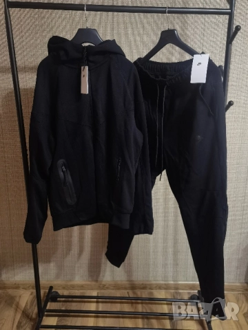 Nike Tech Fleece - сив, черен, L размер, снимка 3 - Спортни дрехи, екипи - 52956921