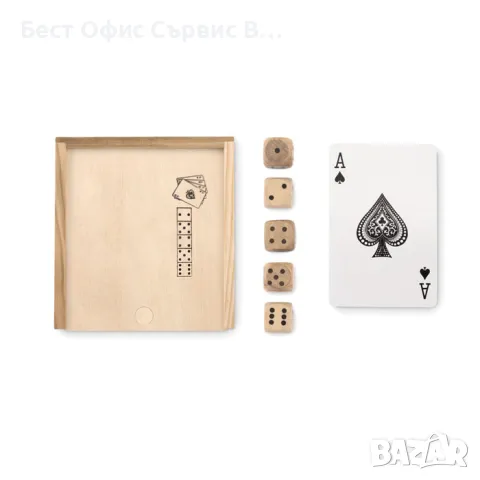 карти за игра и зарчета в дървена кутия. Playing cards plastic coated № 555, снимка 3 - Карти за игра - 49473722