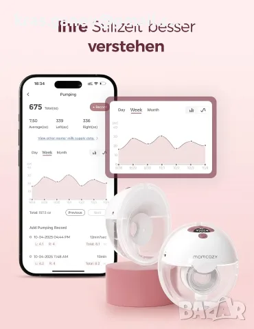Momcozy M5 Smart електрическа помпа за кърма без ръце, снимка 3 - Помпи за кърма - 55979988